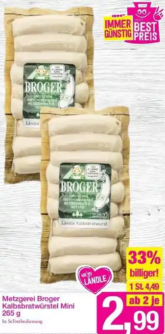 Sutterlüty Metzgerei Broger Kalbsbratwürstel Mini 265g Angebot