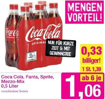 Sutterlüty Coca Cola, Fanta, Sprite, Mezzo-Mix 0,5 Liter Angebot