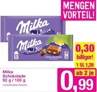 Sutterlüty Milka Schokolade 92g/100g Angebot