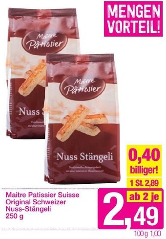 Sutterlüty Maitre Patissier Suisse Original Schweizer Nuss-Stängeli 250g Angebot