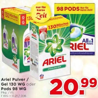 Unimarkt Ariel Pulver / Gel 130 WG Oder Pods 98 WG Angebot