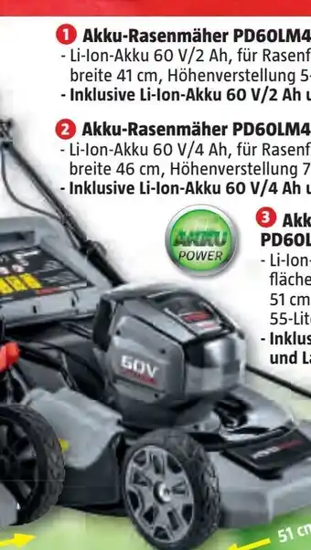 Bauhaus Akku-Rasenmäher PD60LM51SPK4 Angebot