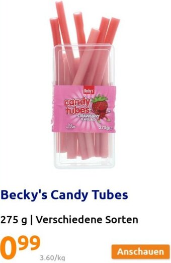 Action Becky's Candy Tubes 275g Angebot