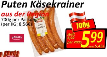 Wurstico Puten Käsekrainer 700g Angebot