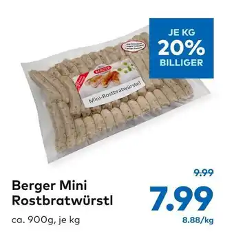T&G Berger Mini Rostbratwürstl 900g Angebot