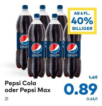 T&G Pepsi Cola Oder Pepsi Max 2l Angebot
