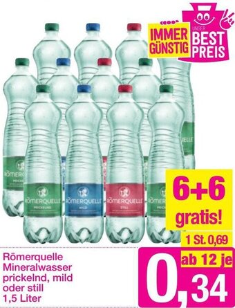 Sutterlüty Römerquelle Mineralwasser Prickelnd, Mild oder Still 1,5 Liter Angebot