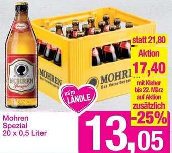 Sutterlüty Mohren Spezial 20x0,5 Liter Angebot