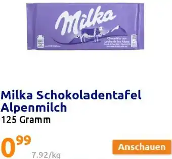 Action Milka Schokoladentafel Alpenmilch 125 Gramm Angebot
