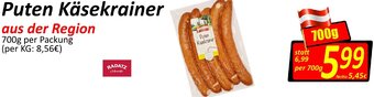Wurstico Puten Käsekrainer 700g Angebot