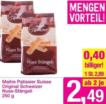 Sutterlüty Maitre Patissier Suisse Original Schweizer Nuss-Stängeli 250g Angebot