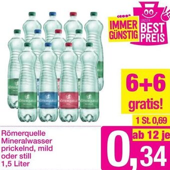 Sutterlüty Römerquelle Mineralwasser Prickelnd, Mild oder Still 1,5 Liter Angebot