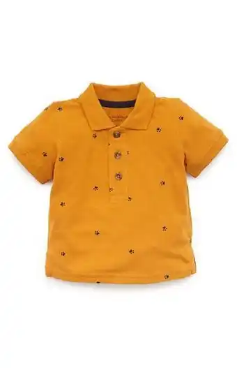 Senffarbenes poloshirt mit pfoten-print für babys (j)