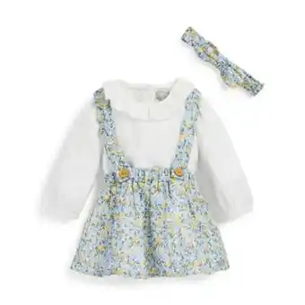 Set aus weißer bluse, rock und stirnband mit blumenmuster für babys (m)