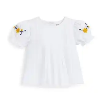 Weiße bluse mit puffärmeln und stickerei für babys (m)