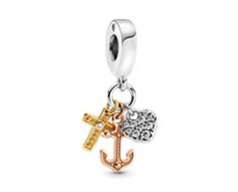 Pandora Dreifarbiger kreuz, herz & anker charm-anhänger Angebot