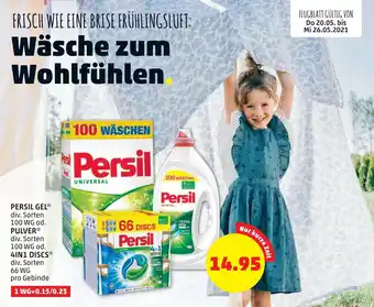 PENNY Persil Gel 100 wg, Pulver 100 wg,4in1 Discs 66WG Angebot