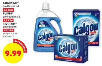PENNY Calgon Gel 2,1L , Pulver 1,5kl , 3in1 Tabs Angebot