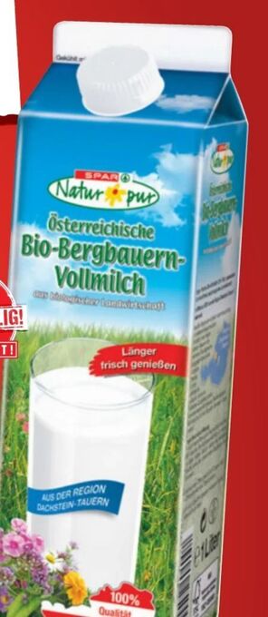 Spar Bio-Bergbauern Vollmilch Angebot