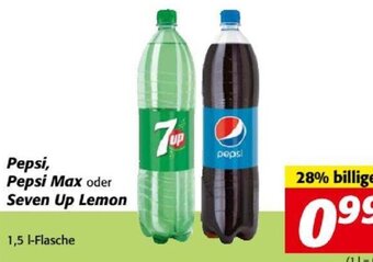 Nah&Frisch Pepsi, Pepsi max oder Seven Up Lemon 1,5l Angebot