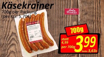 Wurstico Käsekrainer 700 g Angebot