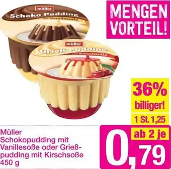 Sutterlüty Müller Schokopudding Mit Vanillesoße Oder Grieß-Pudding Mit Kirschsoße 450g Angebot