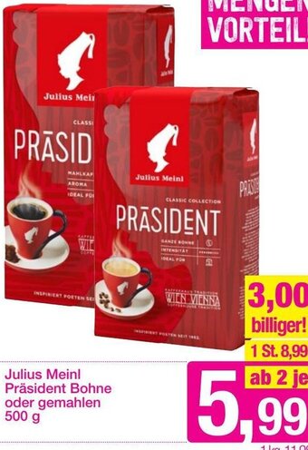 Sutterlüty Julius Meinl Präsident Bohne Oder Gemahlen 500g Angebot