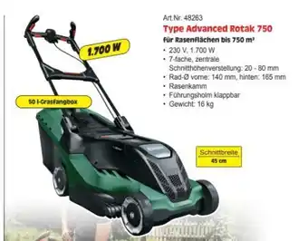 Zgonc Elektro-Rasenmäher 750 Advanced Rotak Angebot