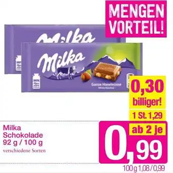 Sutterlüty Milka Schokolade 92g/100g Angebot