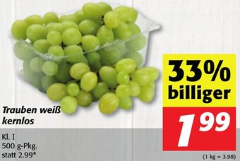 Strasser Markt Trauben Weiß Kernlos 500 g Angebot
