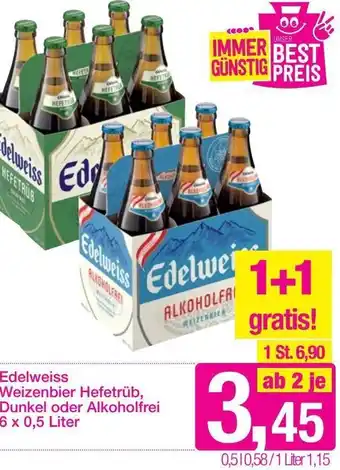 Sutterlüty Edelweiss Weizenbier Hefetrüb Dunkel Oder Alkoholfrei 6x0,5 Liter Angebot
