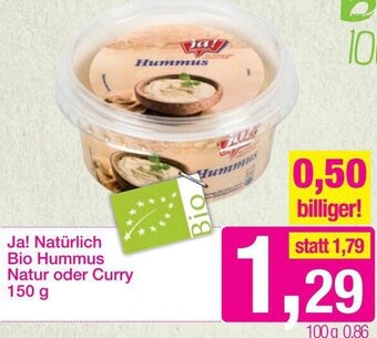 Sutterlüty Ja! Natürlich Bio Hummus Natur oder Curry 150 g Angebot