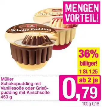 Sutterlüty Müller Schokopudding Mit Vanillesoße oder Grieß- Pudding Mit Kirschsoße 450 g Angebot