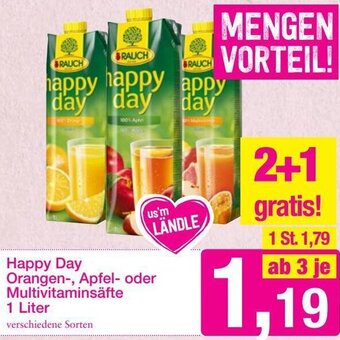 Sutterlüty Happy Day Orangen-, Apfel-oder Multivitaminsäfte 1 liter Angebot