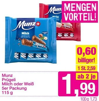 Sutterlüty Munz Prügeli Milch oder Weiß 5er Packung 115 g Angebot