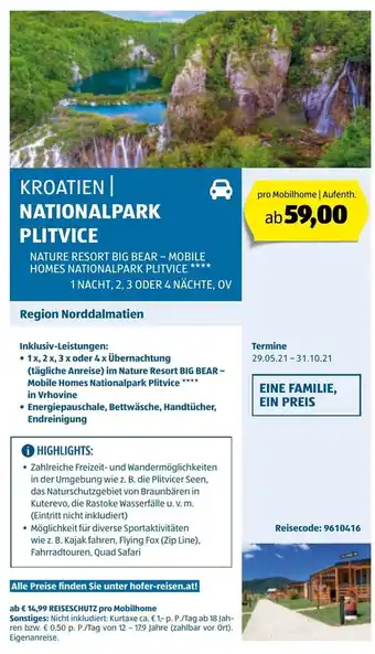 Hofer Kroatien National Park Plitvice Angebot