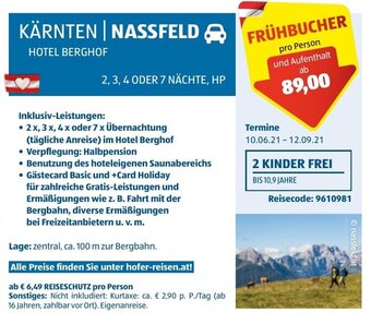 Hofer Kärnten Nassfeld Angebot