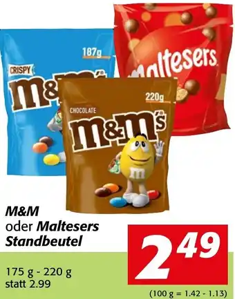 M&M oder Maltesers Standbeutel 175g-220g