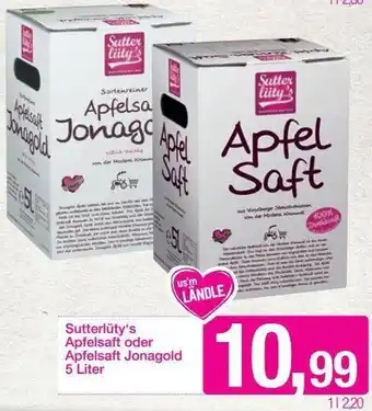 Sutterlüty Sutterlüty's Apfelsaft oder Apfelsaft Jonagold 5 liter Angebot
