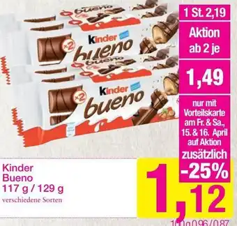 Sutterlüty Kinder Bueno 117g/129g Angebot