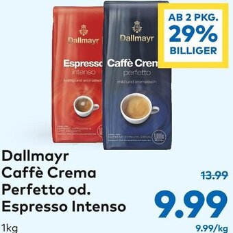 T&G Dallmayr Caffè Crema Perfetto od. Espresso Intenso 1 kg Angebot