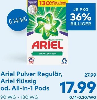 T&G Ariel Pulver Regulär, Ariel Flüssig od. All-in-1 Pods 90wg-130wg Angebot