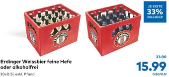 T&G Erdinger Weissbier Feine Hefe oder Alkoholfrei 20x0.5l Angebot