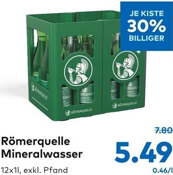 T&G Römerquelle Mineralwasser 12x1l Angebot