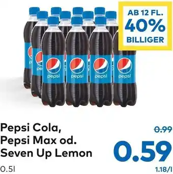 T&G Pepsi Cola, Pepsi Max od. Seven Up Lemon 0.5l Angebot