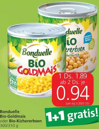 Spar Bonduelle Bio-Goldmais oder Bio-Kichererbsen 300/310 g Angebot