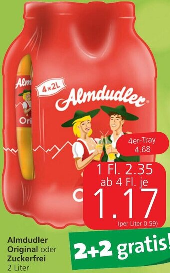 Spar Almdudler Original oder Zuckerfrei 2 Liter Angebot