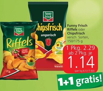 Spar Funny Frisch Riffels oder Chipsfrisch 150/175 g Angebot