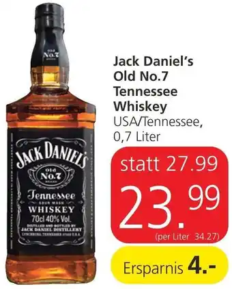 Spar Jack Daniel's Old No.7 Tennessee whiskey 0,7 Liter Angebot