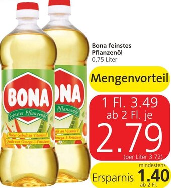 Spar Bona Feinstes Pflanzenöl 0,75 Liter Angebot